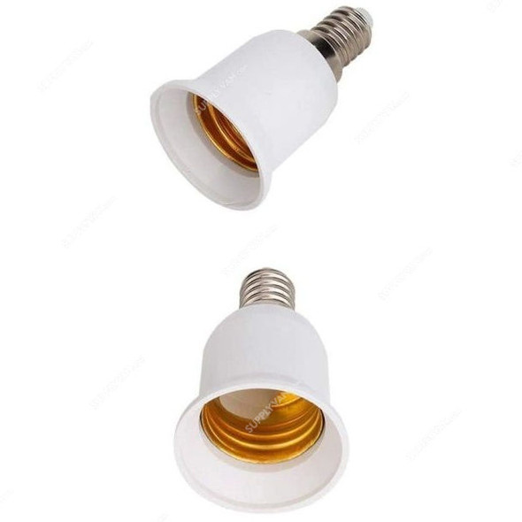 Lamp Bulb Holder, E14 to E27 Base, White, 2 Pcs/Pack