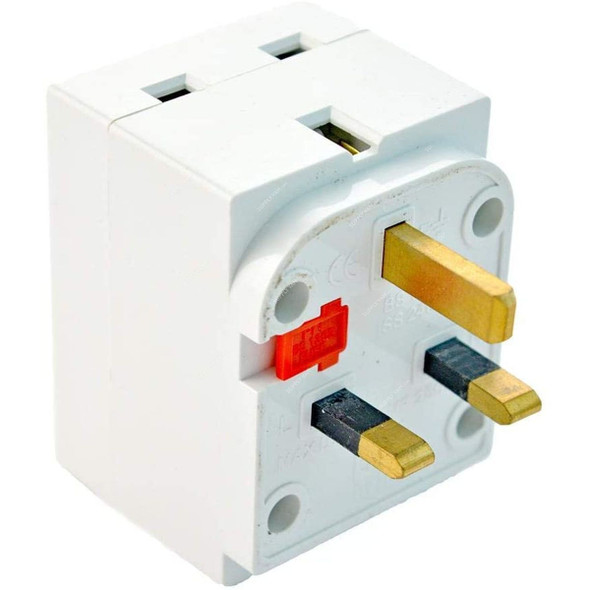 Multi Plug UK Socket Adapter With Fuse, 3 Way, 13A, 240VAC