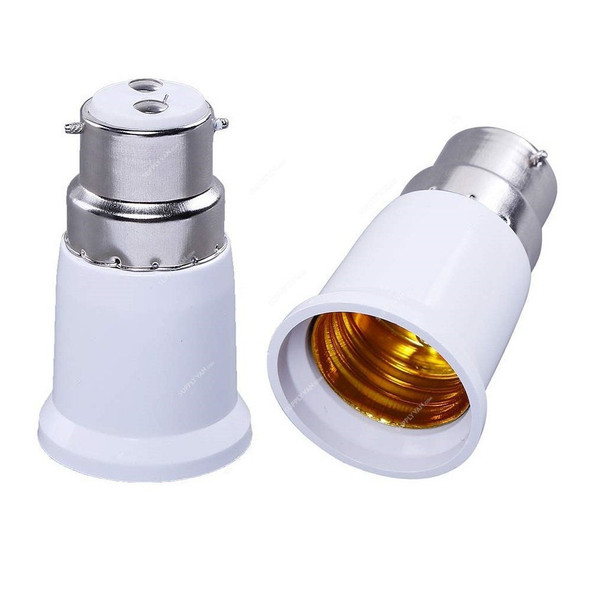 Lamp Bulb Holder, B22 to E27 Base, White, 5 Pcs/Pack