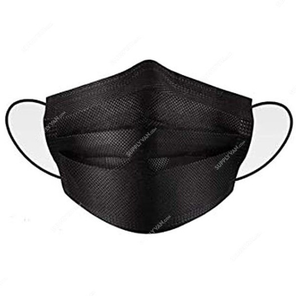 Anti-Dust Disposable Face Mask, 3 Layer, Non-Woven, Black, 50 Pcs/Pack