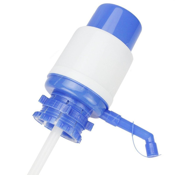 Hand Press Water Pump Dispenser, GH4085, Plastic, White and Blue