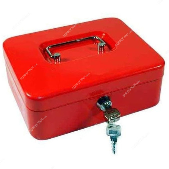 Cash Box, Metal, 152 x 115MM, Red