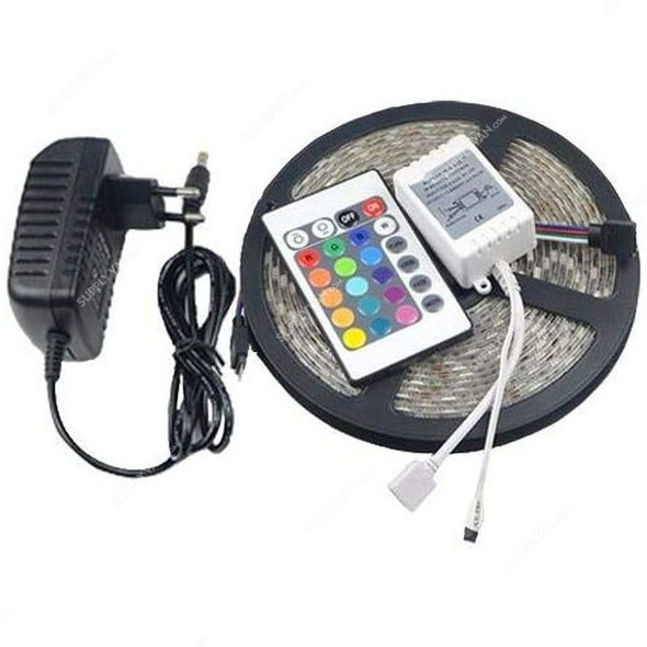 Waterproof LED Strip Light With Remote Controller, RGB 5050, 5 Mtrs, Multicolor