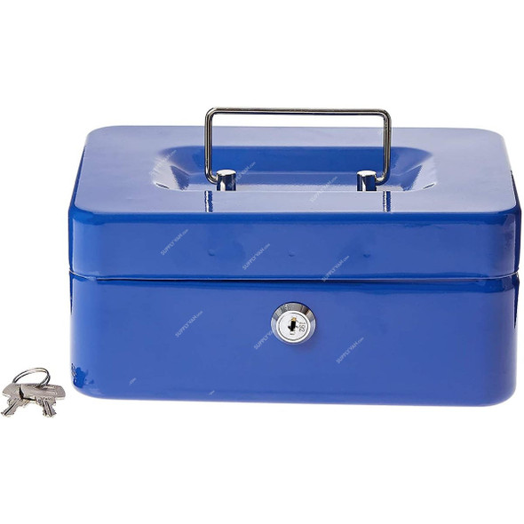 Cash Box, Metal, 18 x 9CM, Blue