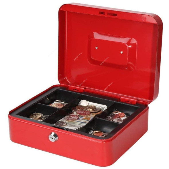 Cash Box, Metal, 20 x 16CM, Red