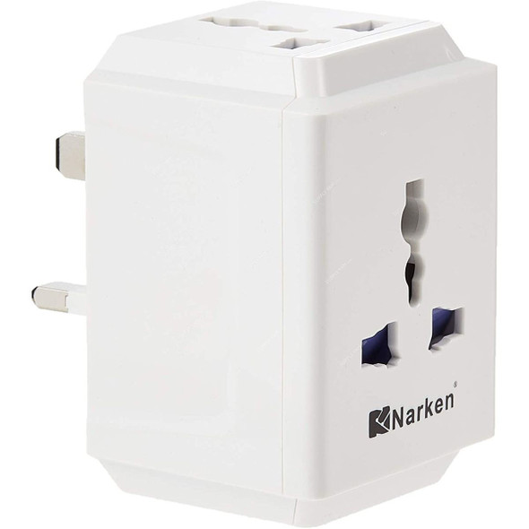 Narken Multi Function Plug Adaptor, NK-918-E, 3 Way, 13A, White