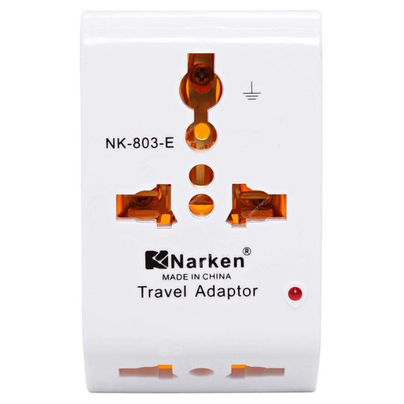 Narken Multi Function Plug Adaptor, NK-803-E, 2500W, 10A, White/Orange