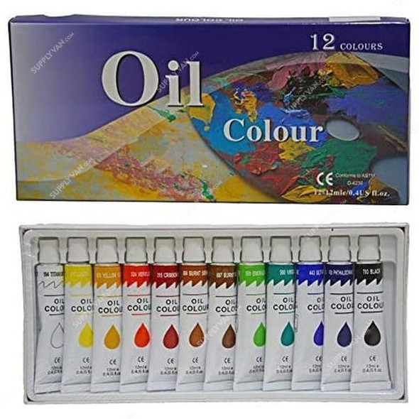 Oil Color Tube Set, 12ML, 12 Pcs/Pack