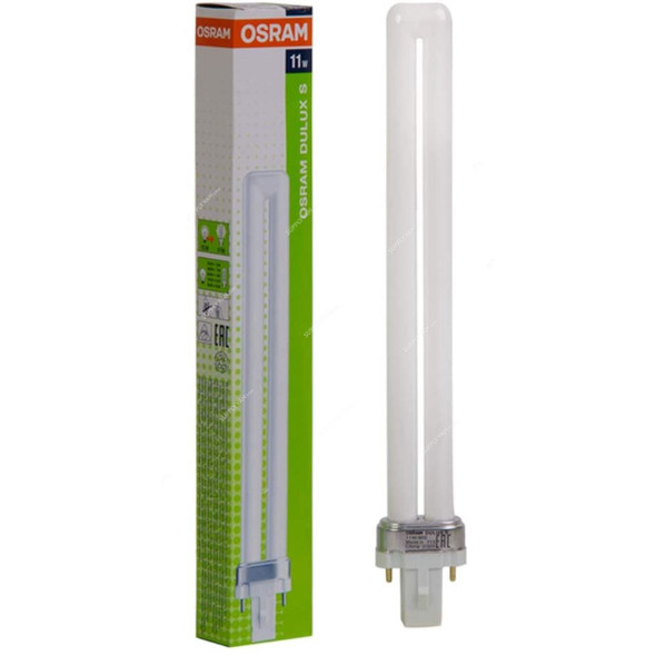 Osram Fluorescent Lamp, Dulux S, 11W, G23, 6500K, Cool Daylight