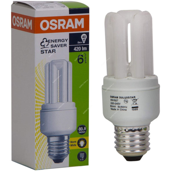 Osram Compact Fluorescent Lamp Duluxstar, E27, 8W, Lumilux Warm White