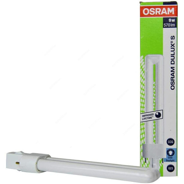 Osram Fluorescent Lamp, Dulux S, 9W, G23, 6500K, Lumilux Cool Daylight