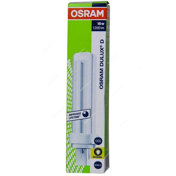 Osram Fluorescent Lamp, Dulux D, 18W, G24d-2, 4000K, Lumilux Cool White