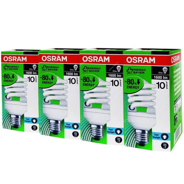 Osram Mini Twist Fluorescent Lamp, Duluxstar, 23W, E27, 6500K, Cool Daylight, 4 Pcs/Pack