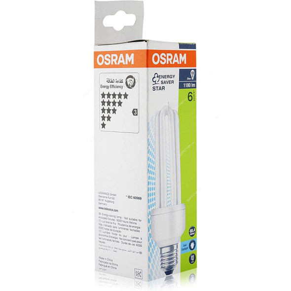 Osram Fluorescent Lamp, 20W, E27, 6500K, Cool Daylight