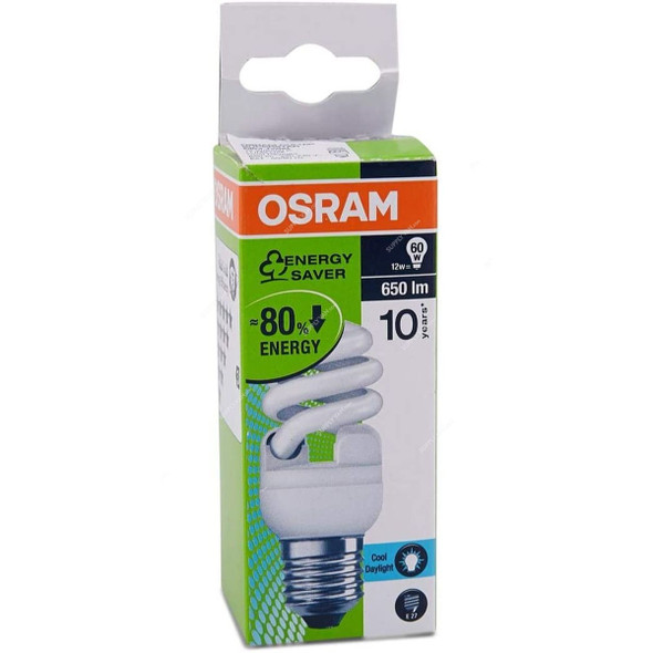 Osram Fluorescent Lamp, 12W, E27, 6500K, Cool Daylight