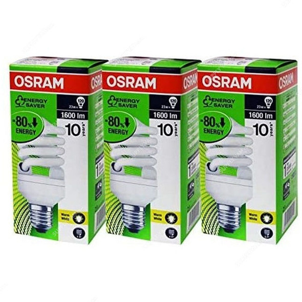 Osram Fluorescent Lamp, OSR3-02542, 23W, E27, 2700K, Warm White, 3 Pcs/Pack