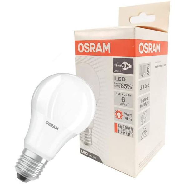 Osram LED Bulb, Classic A, 12W, 3000K, Warm White