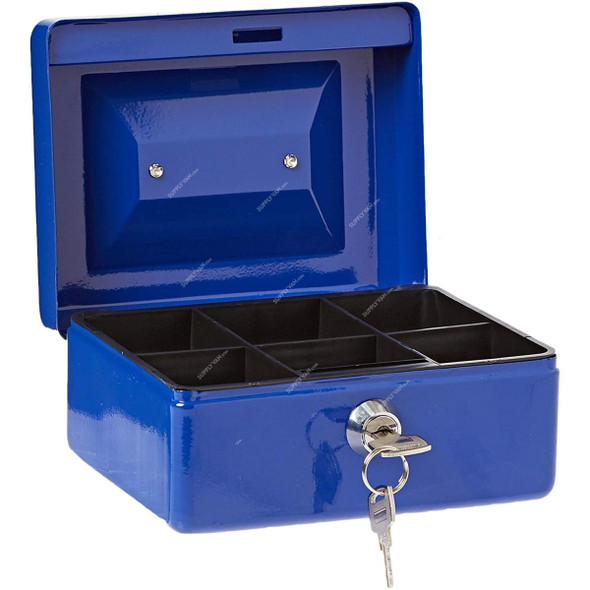 Cash Box With Safety Lock, Stainless Steel, 90 x 240MM, Blue