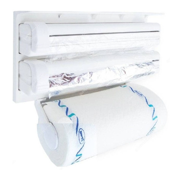 Triple Paper Dispenser With Holder, Plastic, White