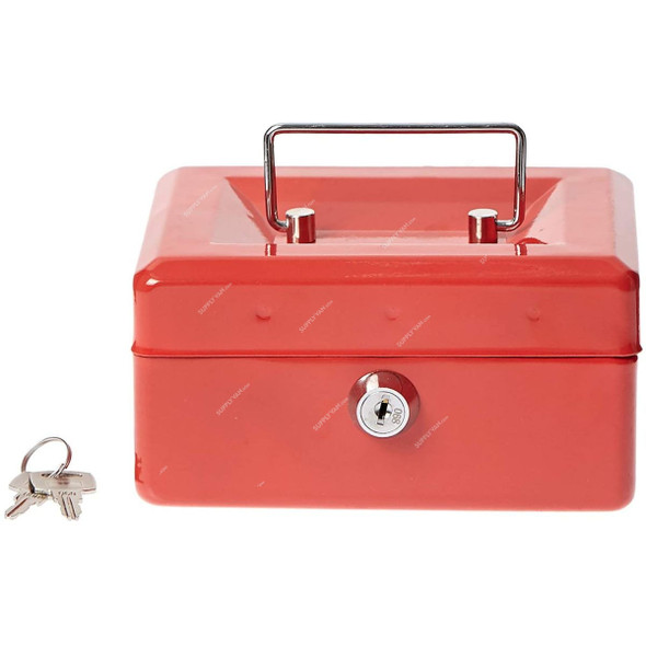Cash Box, Metal, 90 x 240MM, Red