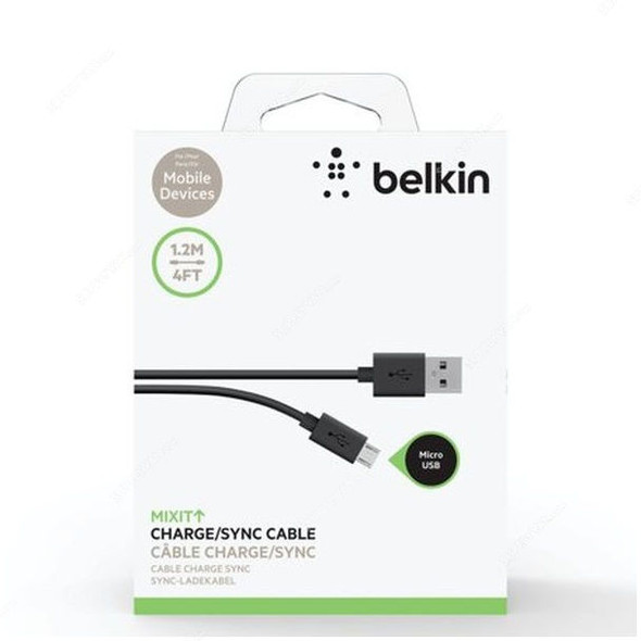 Belkin Tangle Free Micro USB Cable, F2CU012-BK, 1.2 Mtrs, Black