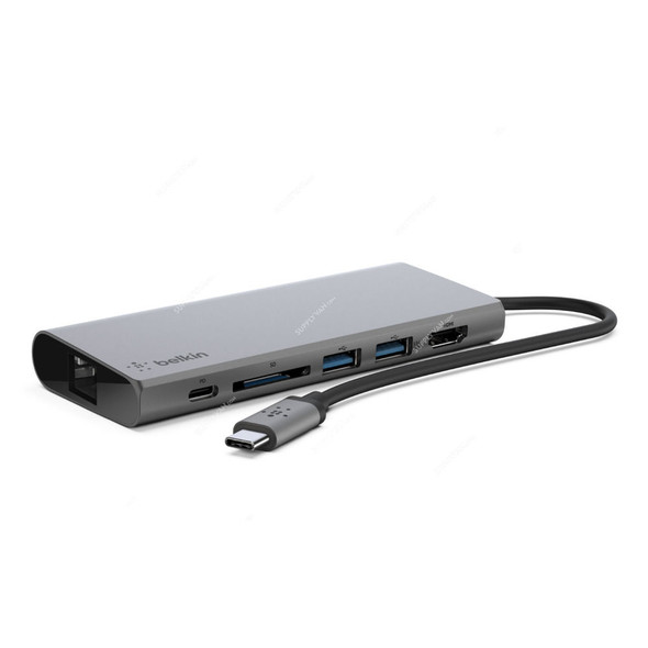 Belkin USB-C Multimedia Hub, F4U092BTSGY, 282mm, Grey