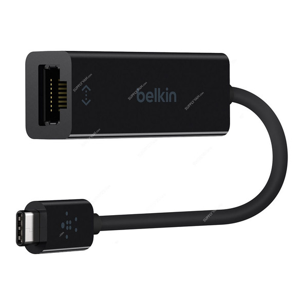 Belkin USB-C to RJ-45 Ethernet Adapter, F2CU040BTBLK, 5.9 Inch, Black