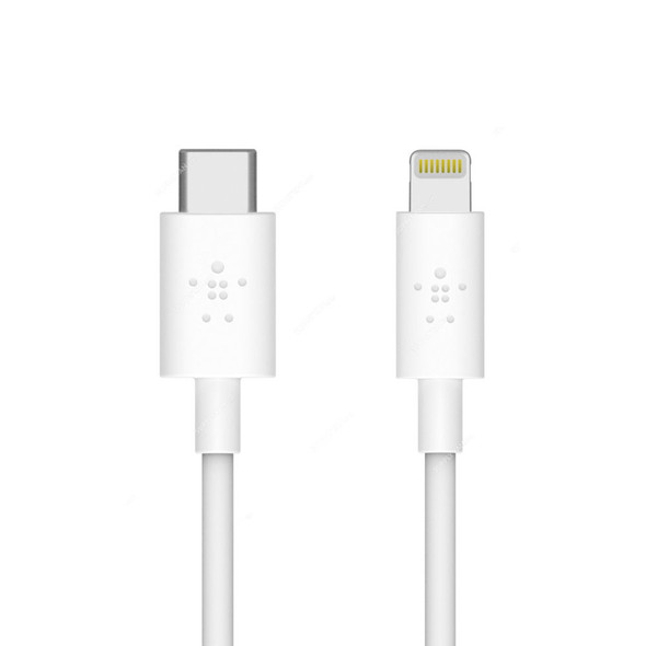 Belkin USB-C to Lightning Cable, F8J239BT04-WHT, BoostCharge, 1.2 Mtrs, White
