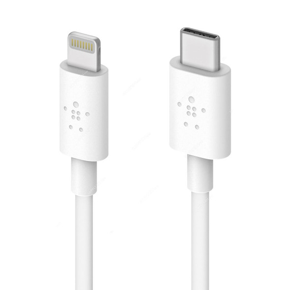 Belkin USB-C to Lightning Cable, F8J239BT04-WHT, BoostCharge, 1.2 Mtrs, White