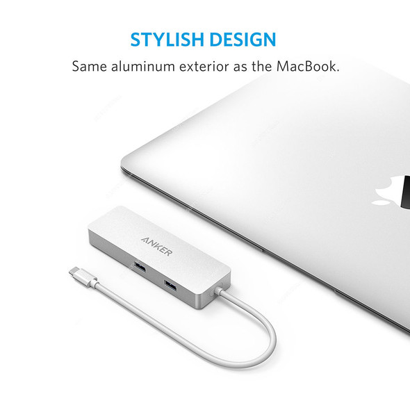 Anker USB-C Hub With Ethernet, A8302H41, Premium, Silver