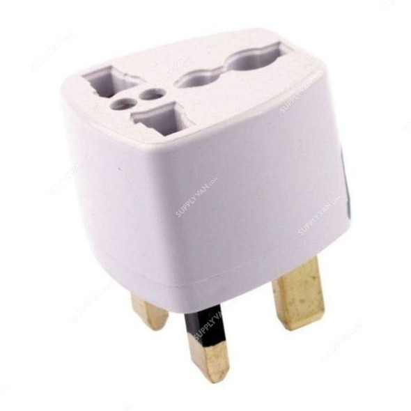 AC Power Plug Adapter, 3 Pin, 250V, 10A, White
