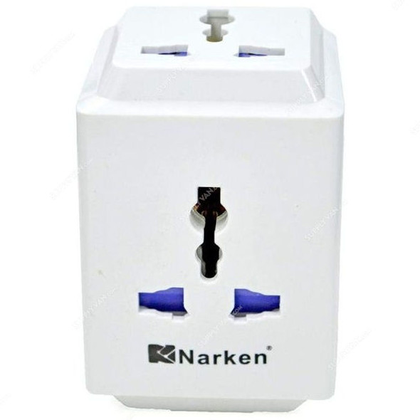 Narken Plug Adapter, NK-918E2, 3 Ways, 13A, 250V, White