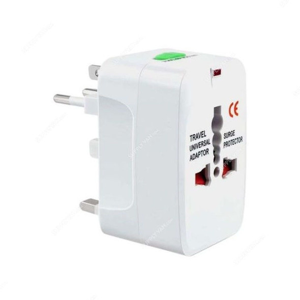 Universal Power Plug Adaptor, 3 Pin, White