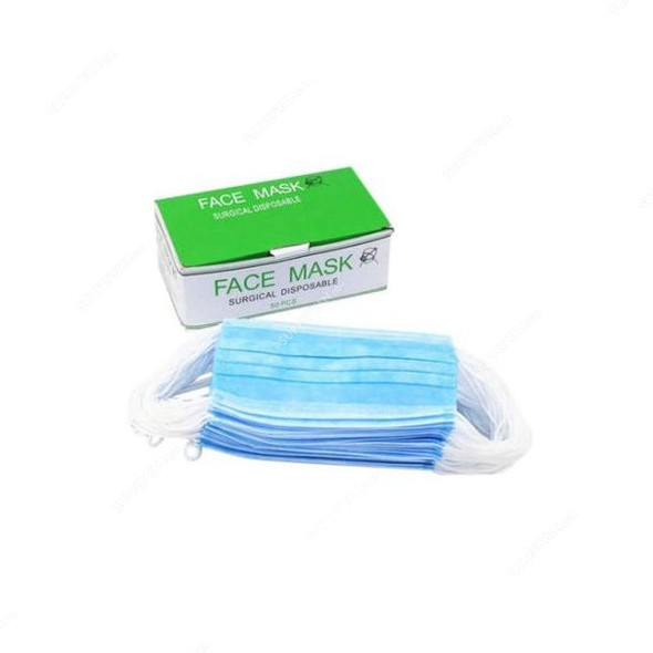 Surgical Disposable Mask, 3 Ply, Blue, 50 Pcs/Pack