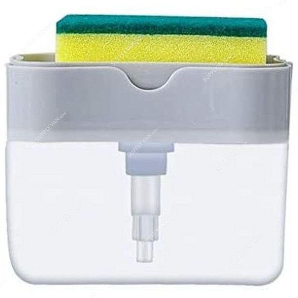 2 In 1 Soap Dispenser With Sponge Holder, Polypropylene, Grey