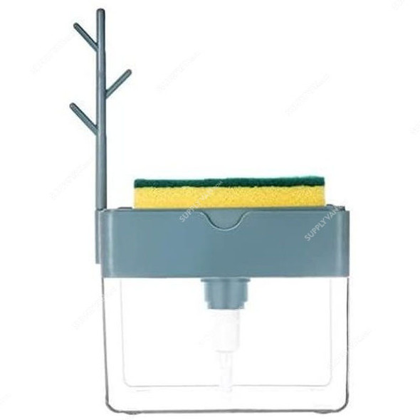 2 In 1 Soap Dispenser With Sponge Holder, Polypropylene, 13 x 10CM, Light Grey