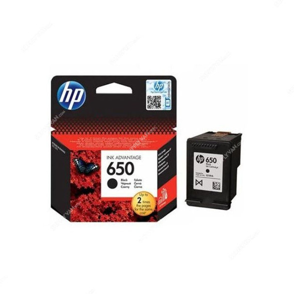 HP Original Ink Advantage Cartridge, CZ101AK, Inkjet, 650, 360 Pages, Black