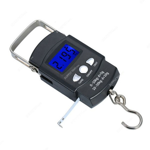 Portable Digital Weight Scale With Measuring Tape, ABS/Metal, 50 Kg, Black