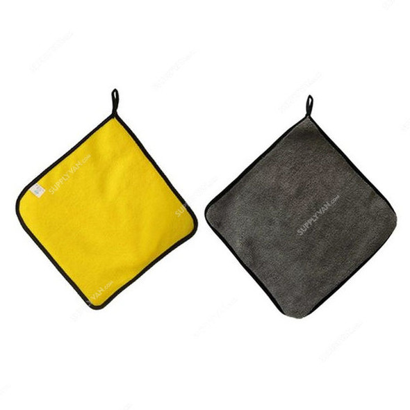 Microfiber Car Cleaning Cloth, 30 x 30CM, Yellow/Grey, 2 Pcs/Pack