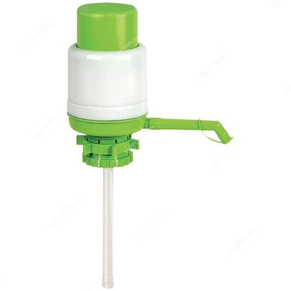 Crystal Drops Water Pump Dispenser, Plastic, White/Green