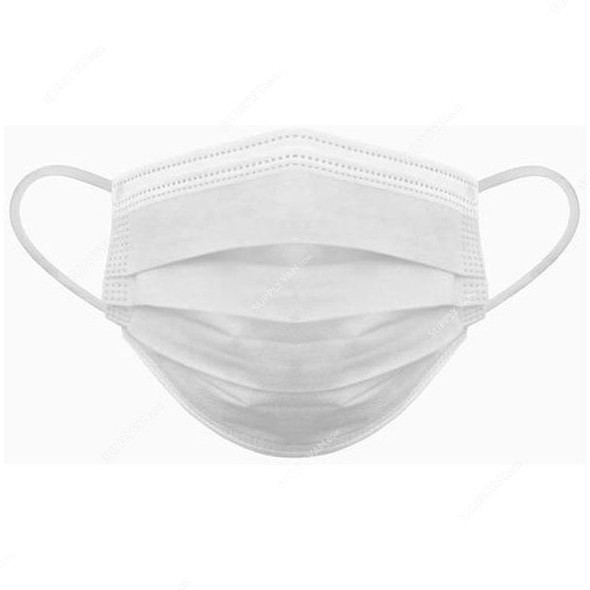 Disposable Face Mask, Non-Woven, 3 Layer, White, 150 Pcs/Pack
