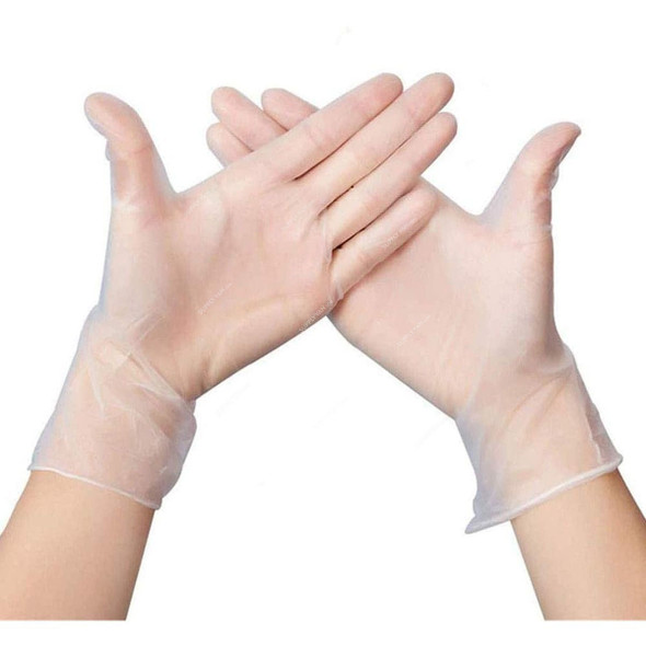 Disposable Gloves, PVC, M, Clear, 100 Pcs/Pack