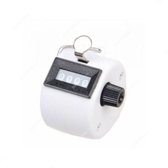 Handheld Tally Counter, 4 Digit, White