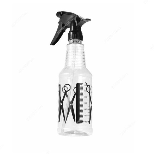 Salon Spray Bottle, Plastic, 390ML, Black/Clear