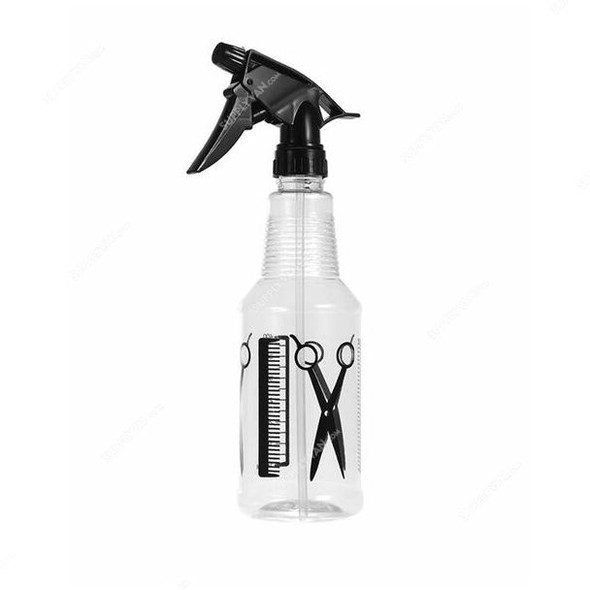 Salon Spray Bottle, Plastic, 390ML, Black/Clear