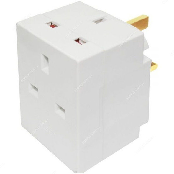 Multi-Socket Plug Adapter, 3 Way, 13A, White