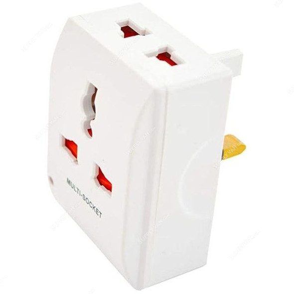 Multi-Socket Travel Plug Adapter, 3 Way, White