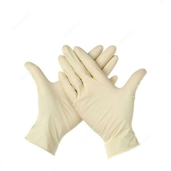 Powder-Free Disposable Gloves, Latex, L, Beige, 100 Pcs/Pack