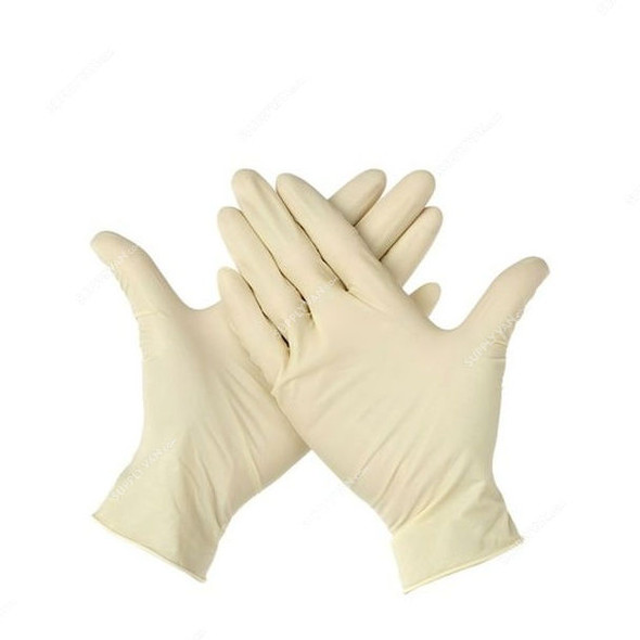 Powder-Free Disposable Gloves, Latex, M, Beige, 100 Pcs/Pack