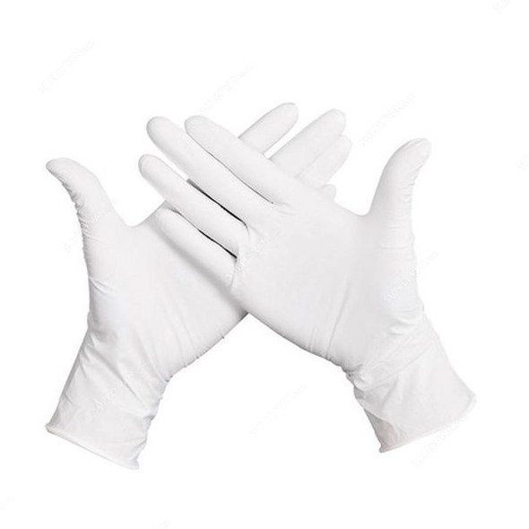 Powder-Free Disposable Gloves, Latex, L, White, 100 Pcs/Pack